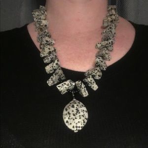 Marble stone beaded necklace